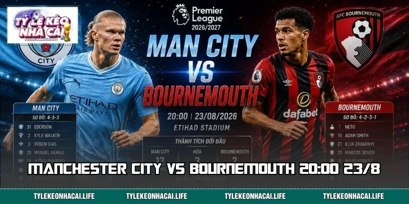 Nhận Định Đại Chiến Manchester City vs Bournemouth 20:00 23/8